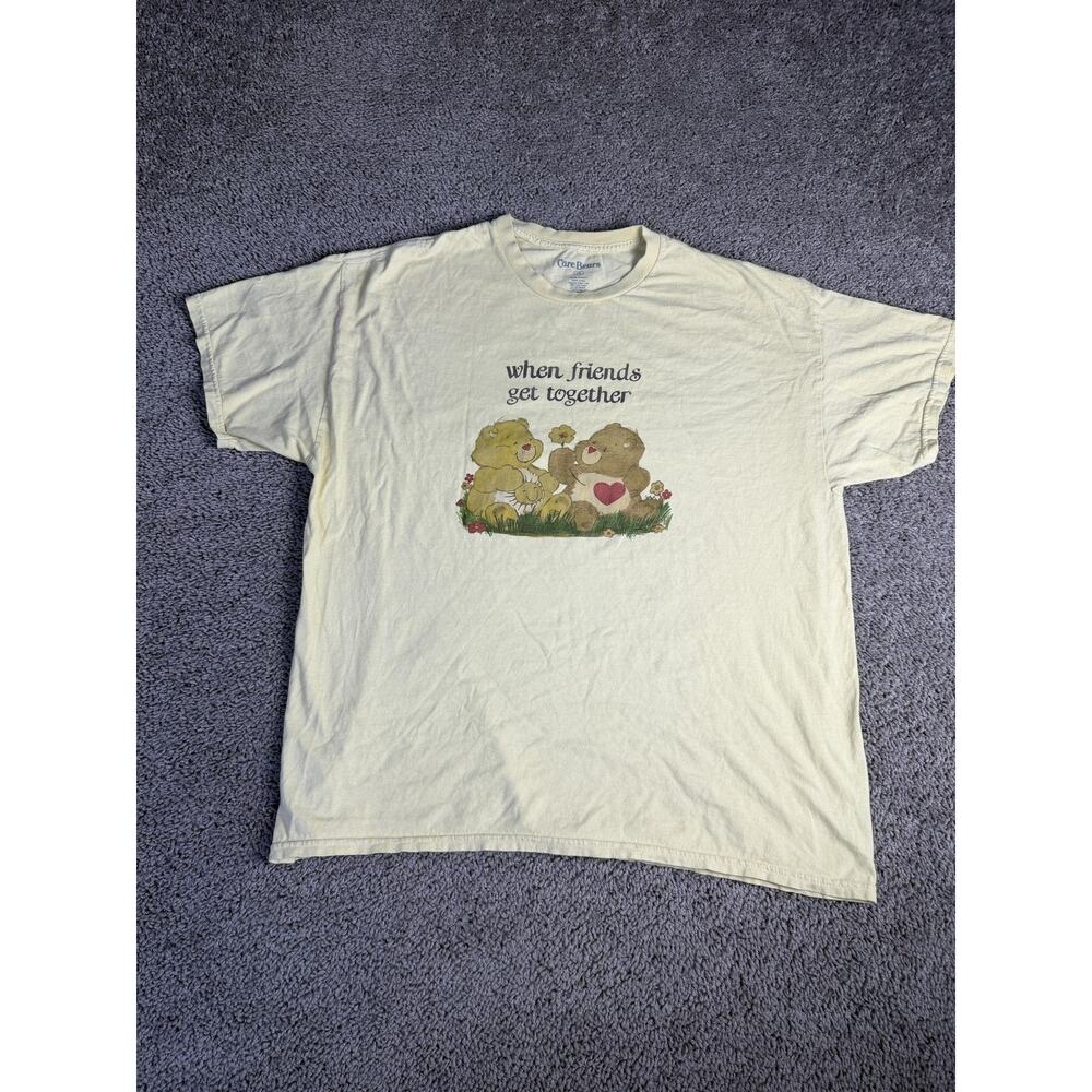 Care Bears Shirt Mens XL Yellow When Friends Get Together Graphic Tagless Cotton